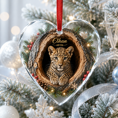 Animal Glass Ornament Tree Hollow Leopard