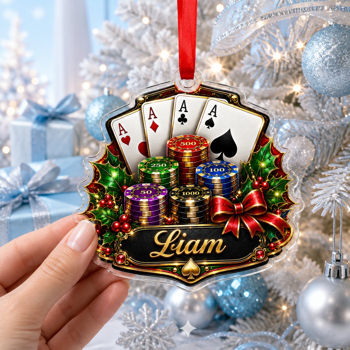 Pocker Custome Name Acrylic Christmas Pocker