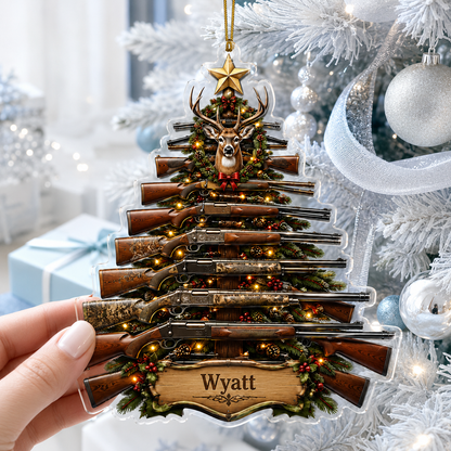 Personalized Hunting Rifle Christmas Tree Acrylic