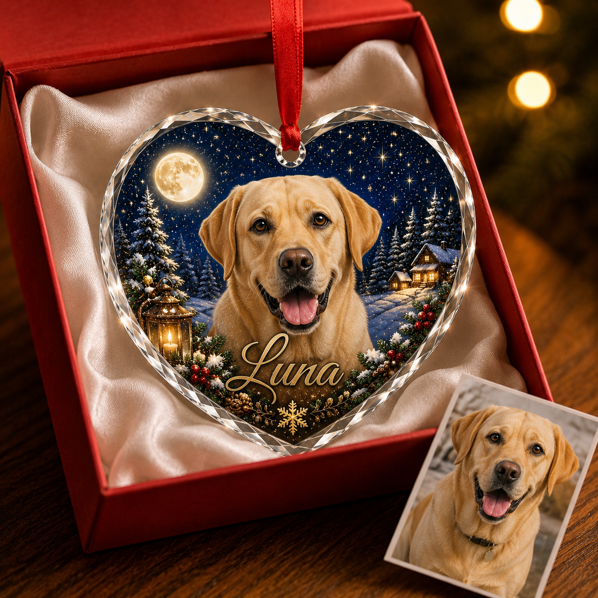 Custom Photo Dog Glass At Christmas Village