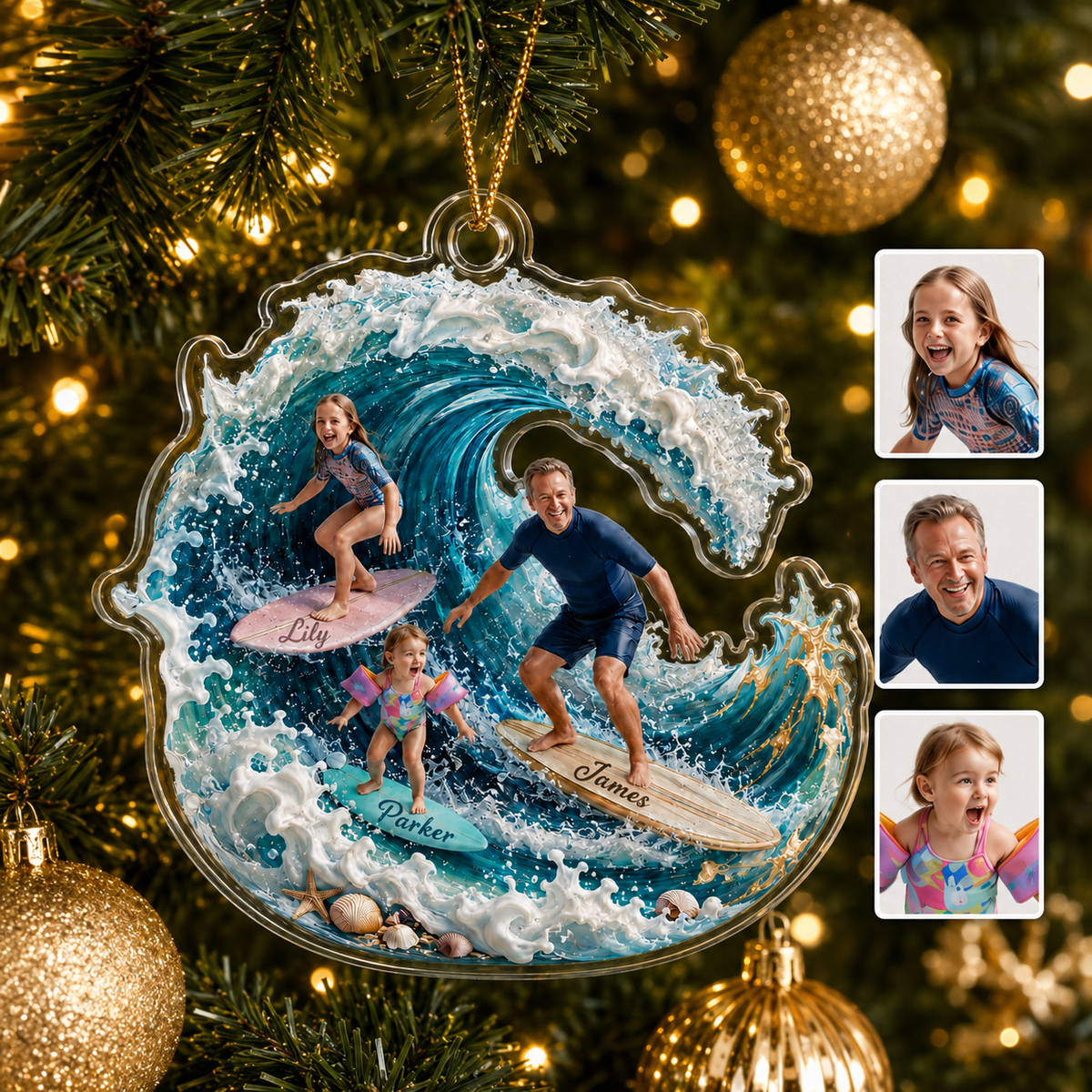 Surfing Personalize Acrylic Family Surfing