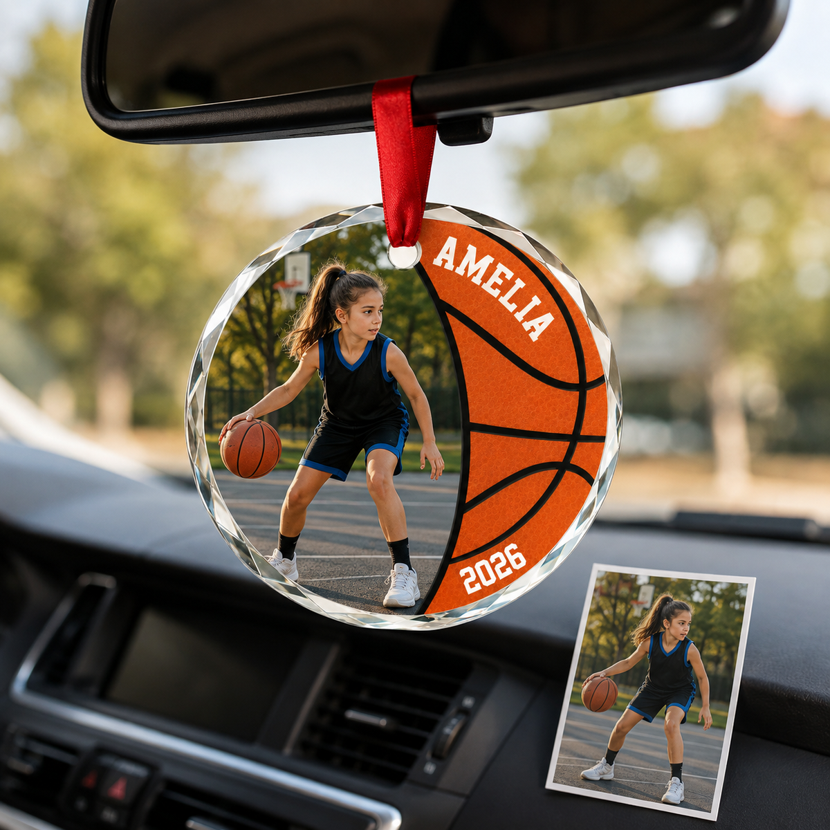 Custom Photo Sport Glass Ornament Basketball Vintage Quote