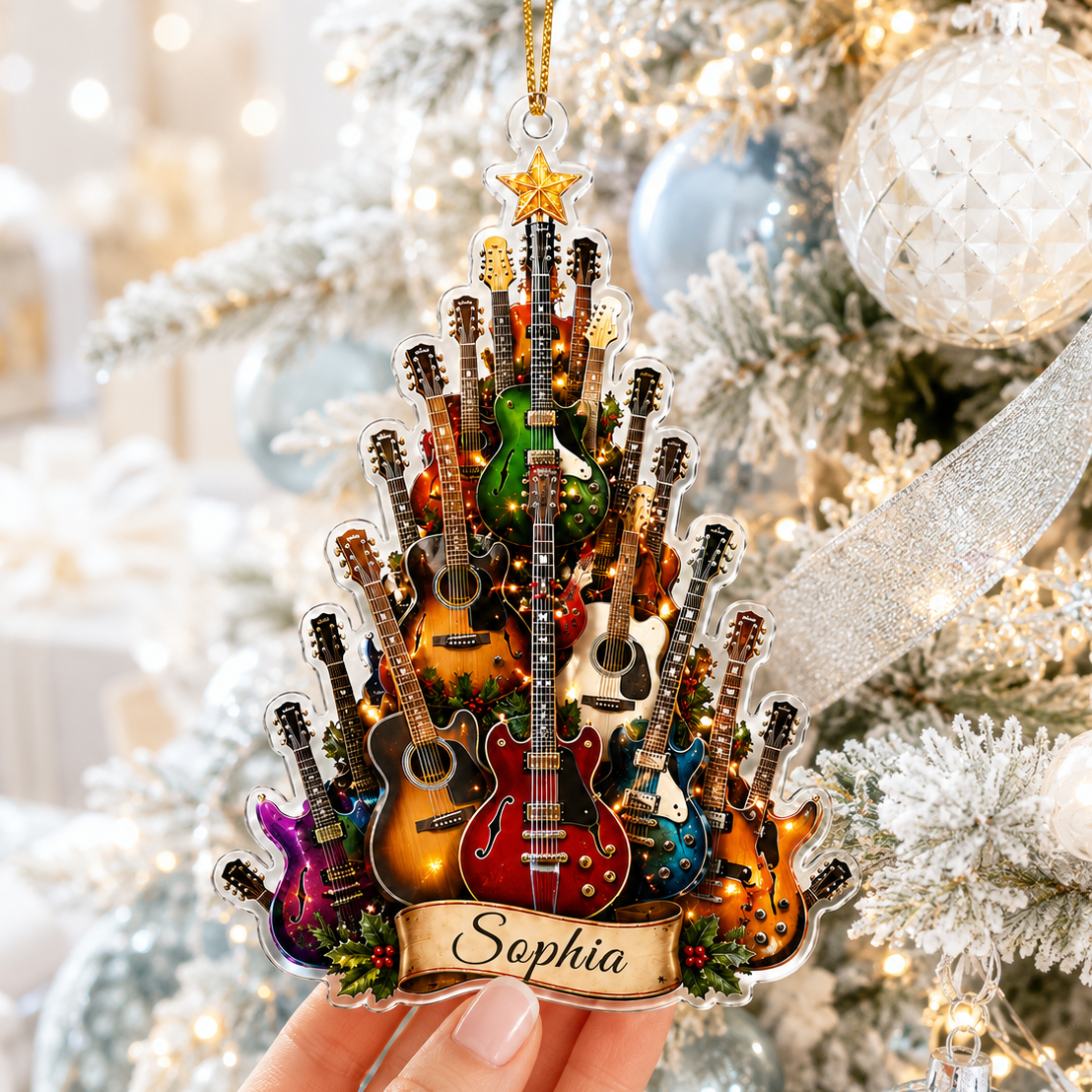 Guitar Custom Name Acrylic - Colorful Guitar Tree
