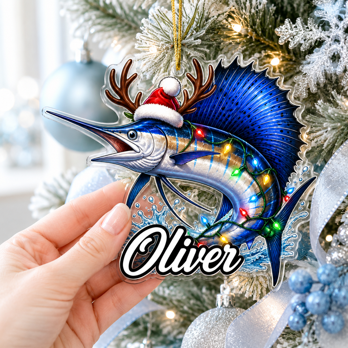 Fishing Christmas Lights Sailfish Acrylic