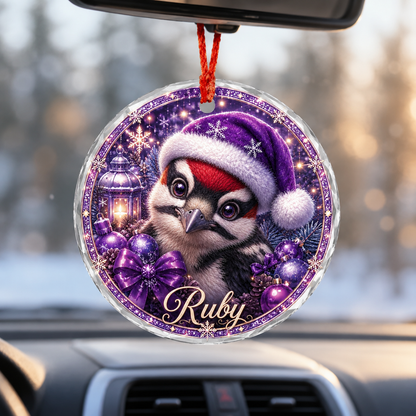 Purple Bird At Christmas Woodpecker