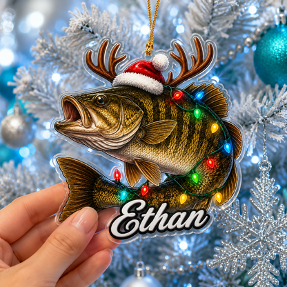 Fishing Christmas Lights Black Bass Acrylic
