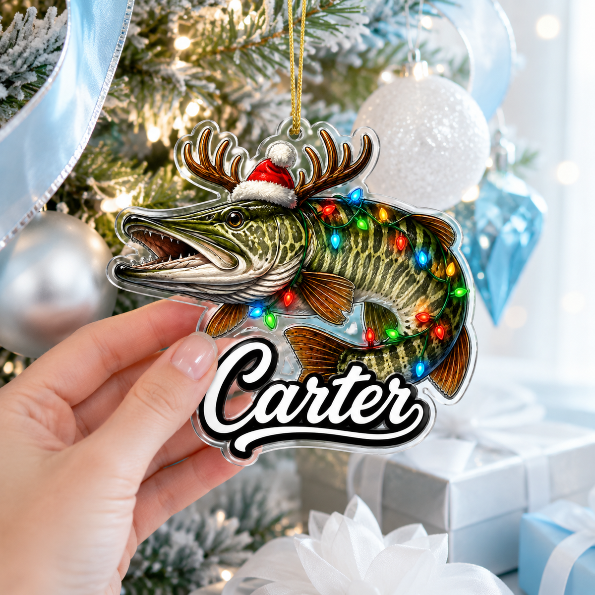 Fishing Christmas Lights Northern Pike Acrylic