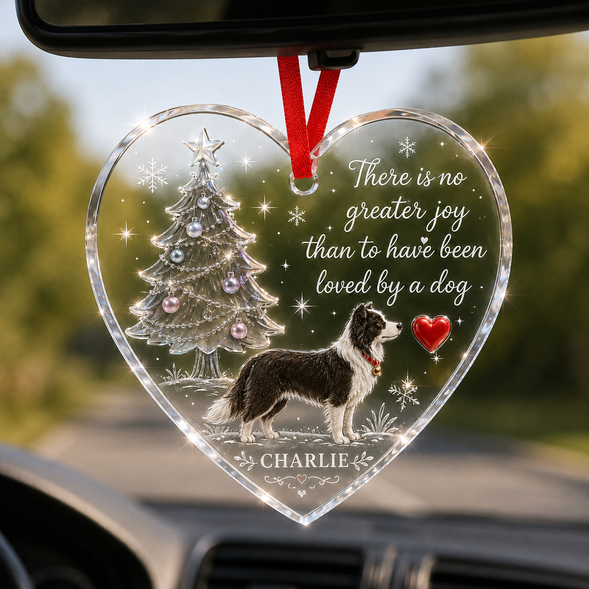 Christmas Glass Dog Border Collie