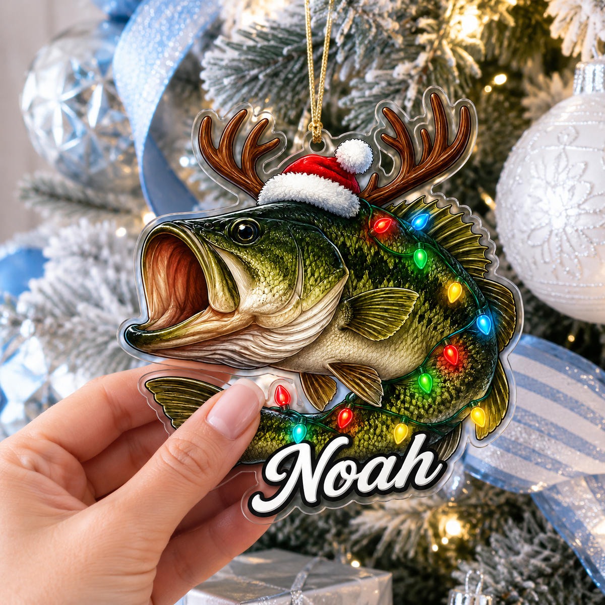Fishing Christmas Lights Largemouth Bass Acrylic