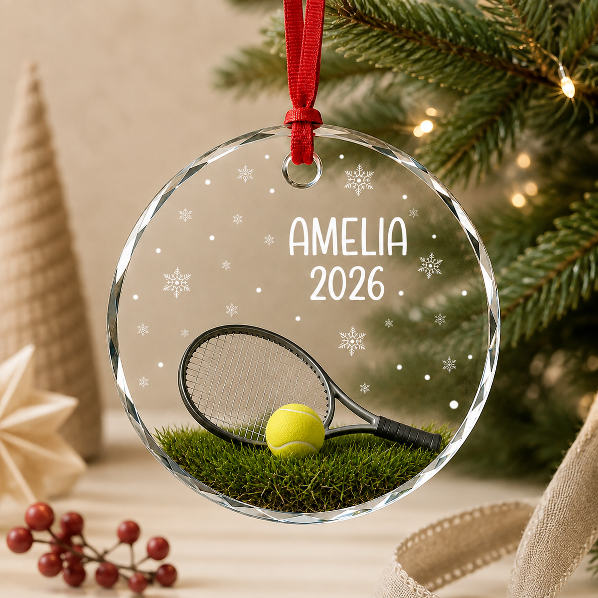 Sport Glass Ornament Tennis Court