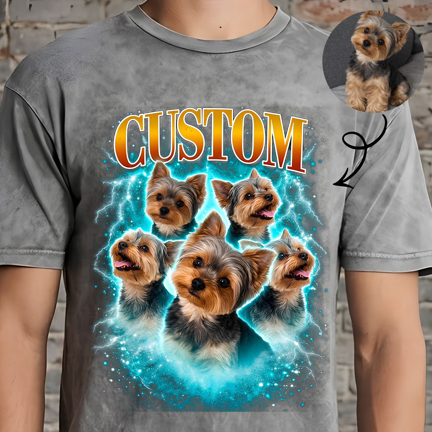 Personalized Dog Photo T-Shirt, Custom Pet Wash Shirt THUC99