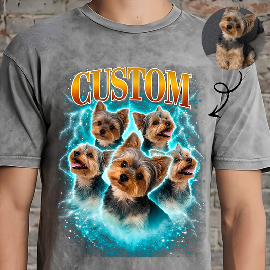 Personalized Dog Photo T-Shirt, Custom Pet Wash Shirt THUC99