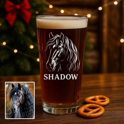 Custom Photo Horse Beer Pint Glass – Unique Keepsake for Horse Moms & Dads THUC99H04