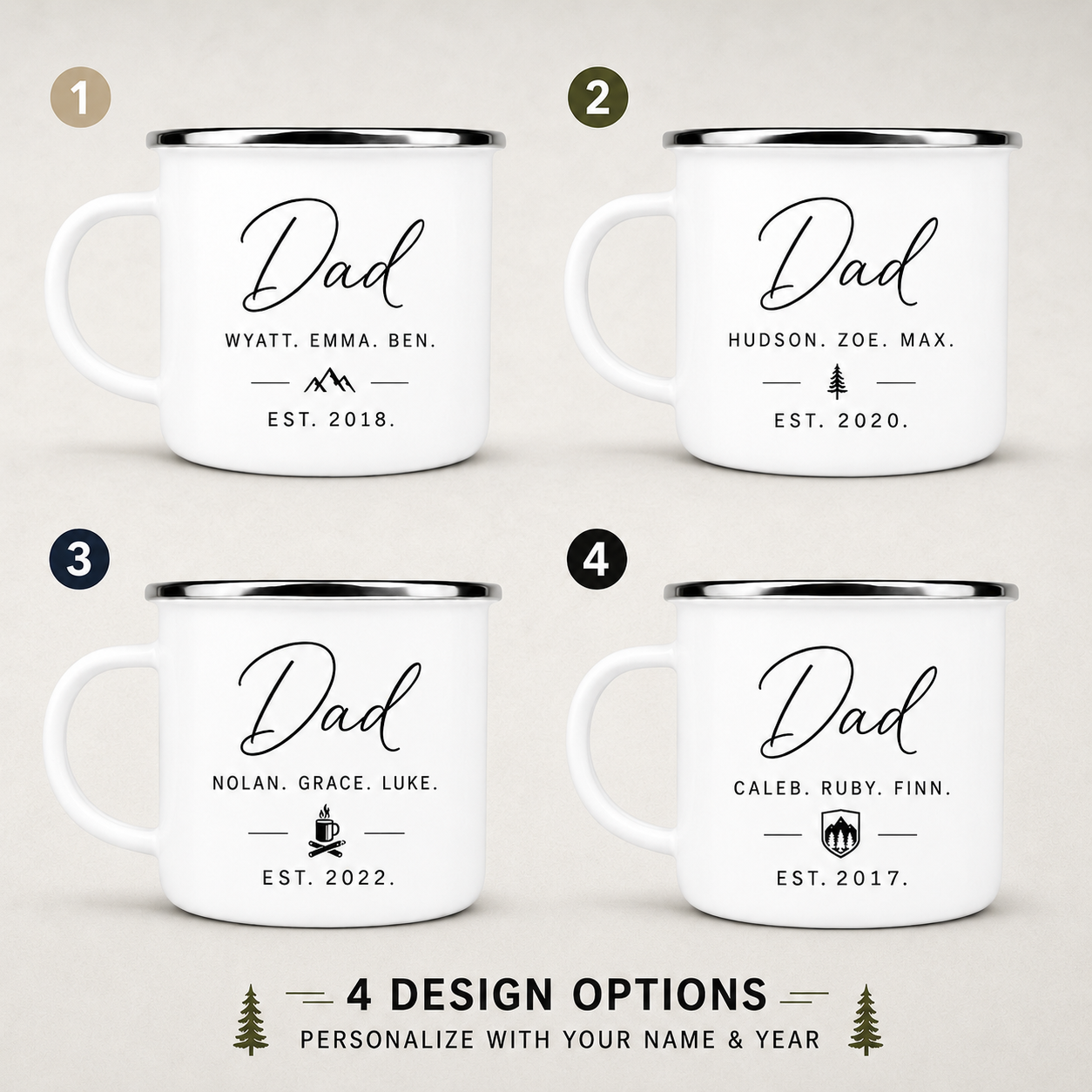 Personalized Dad Camp Mug 12oz, Custom Dad Enamel Cup, Gift For Dad TOM99