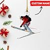 Personalized Snow Skiing Ornament, Custom Colored Skiing Mask Shape Ornament N18
