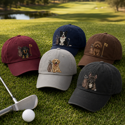 Custom Photo Dog Golf Trucker Hat, Personalized Embroidered Pet Cap, Dog Lover Gift THUC99