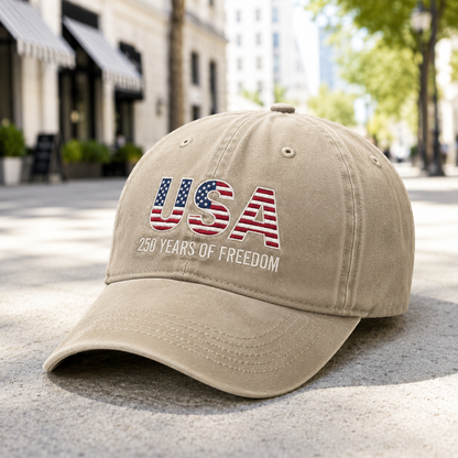 Patriotic America 250 Years Embroidered Dad Hat Vintage Adjustable Baseball Cap THUC99