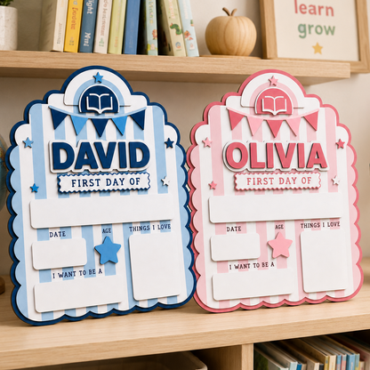 Personalized Back to School Board, Custom Name First Day Sign For Student THUC99