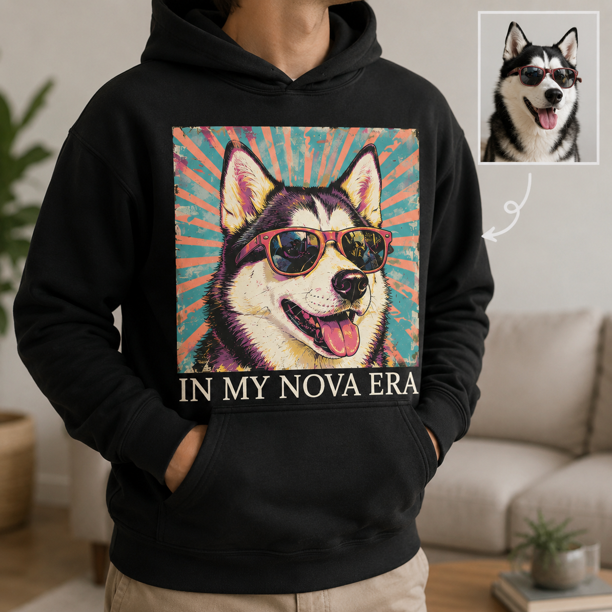 Custom Dog Face Sweatshirt Personalized Puppy Photo Hoodie Funny Gift for Pet Lovers THUC99