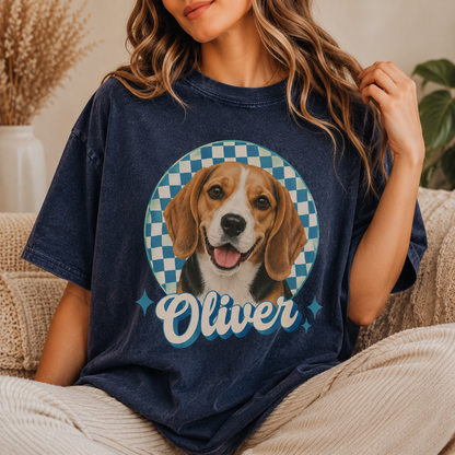 Custom Pet Face Unisex Wash T-Shirt, Personalized Dog Lover Shirt | Dog Dad Gift THUC99