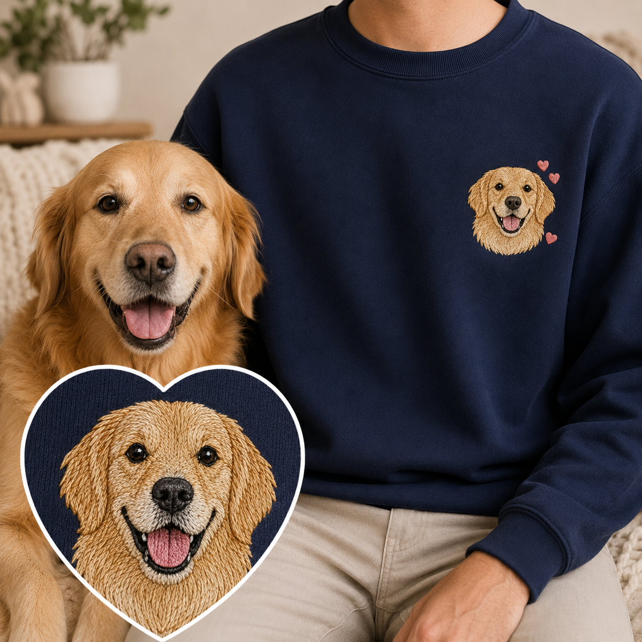 Personalized Pet Photo Sweatshirt, Custom Dog Face Embroidered Hoodie THUC99
