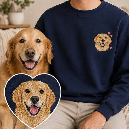 Personalized Pet Photo Sweatshirt, Custom Dog Face Embroidered Hoodie THUC99