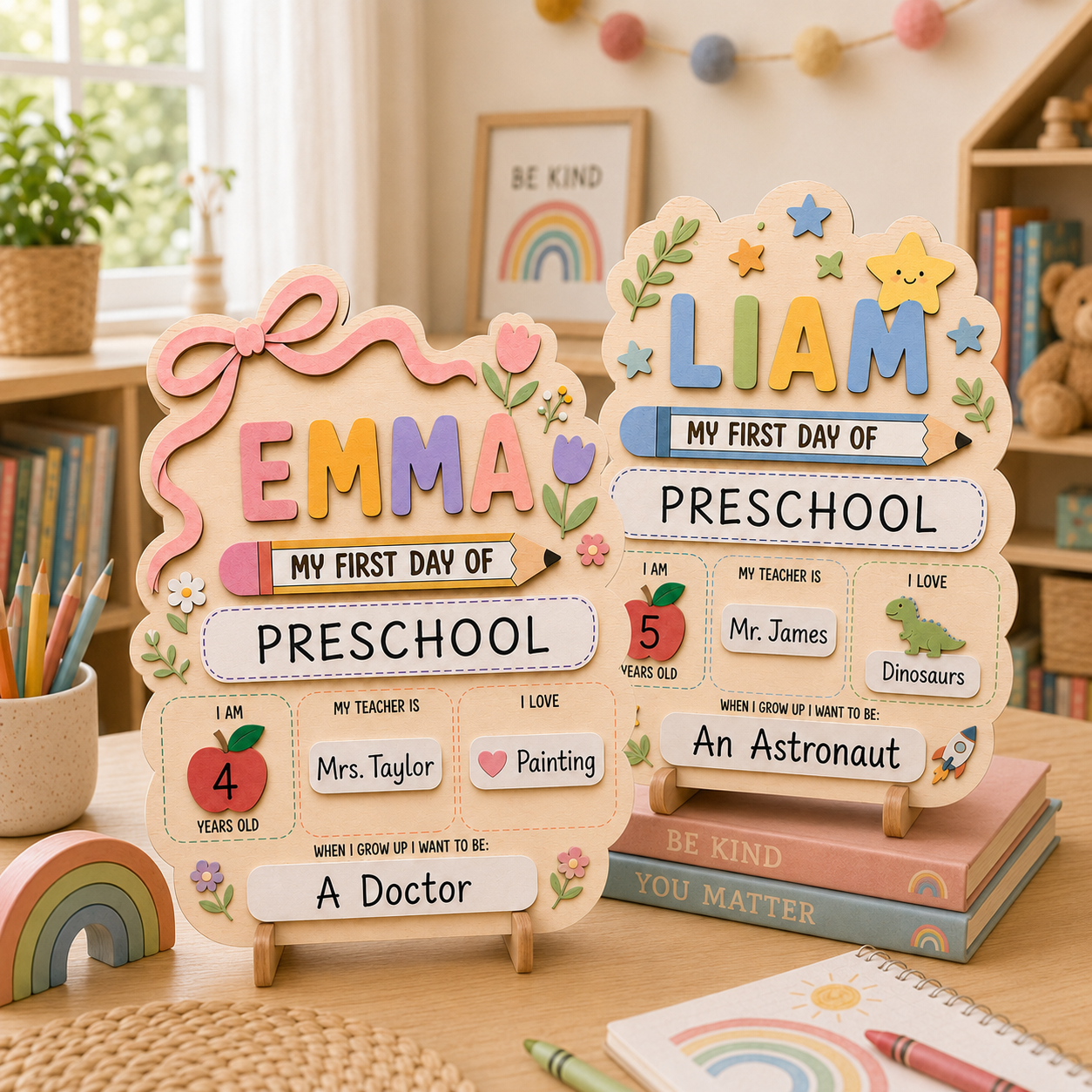 Custom Kids School Milestone Sign, First and Last Day Photo Board Gift For Boy And Girl THUC99