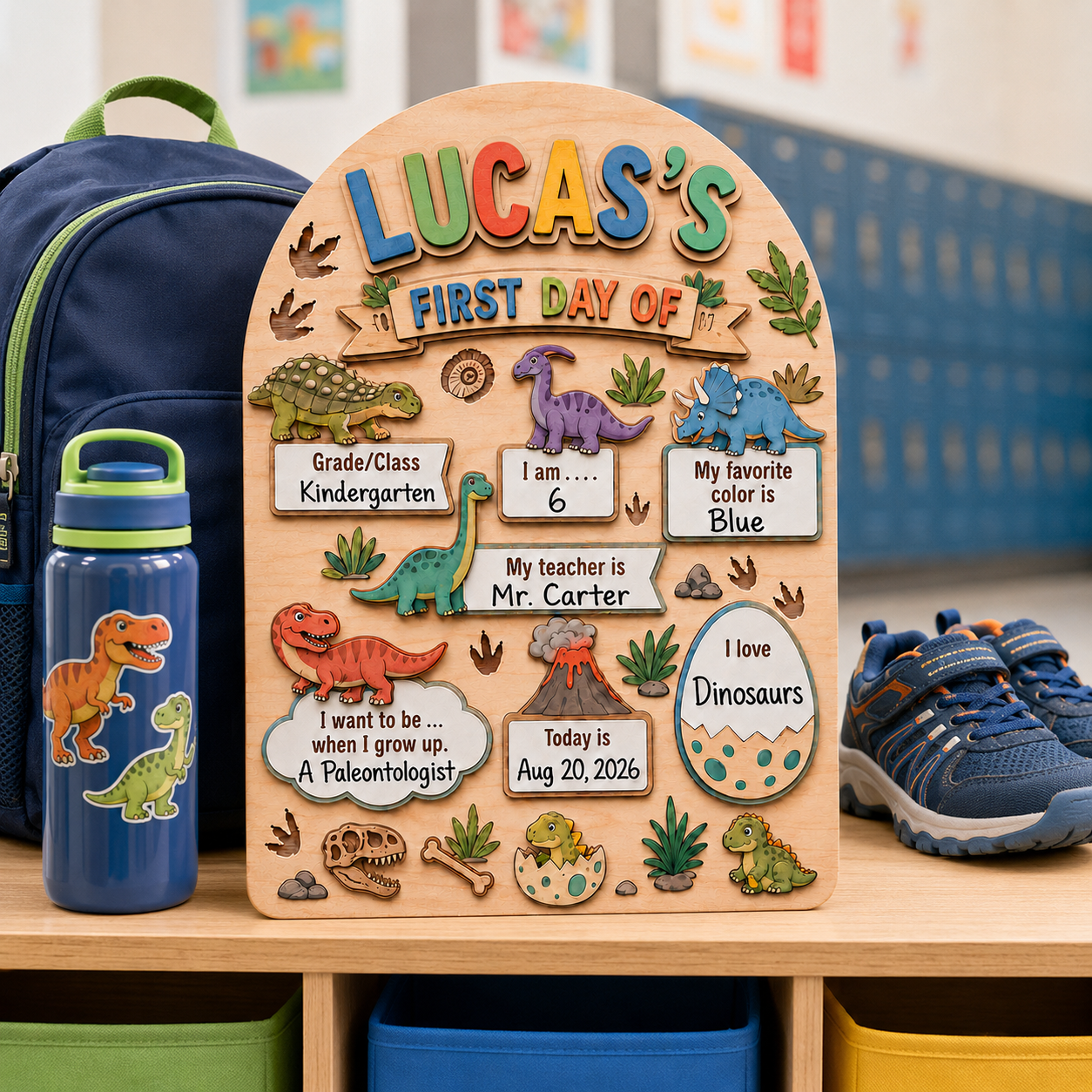 Custom Name First Day of School Sign, Personalized Last Day School Keepsake Board THUC99