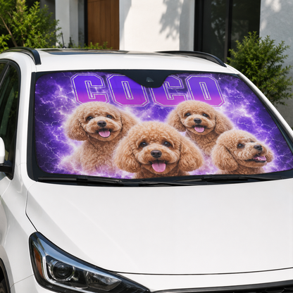 Personalized Dog Car Window Sunshade, Custom Photo Pet Windshield Cover, Car Accessories for Dog Lovers THUC99