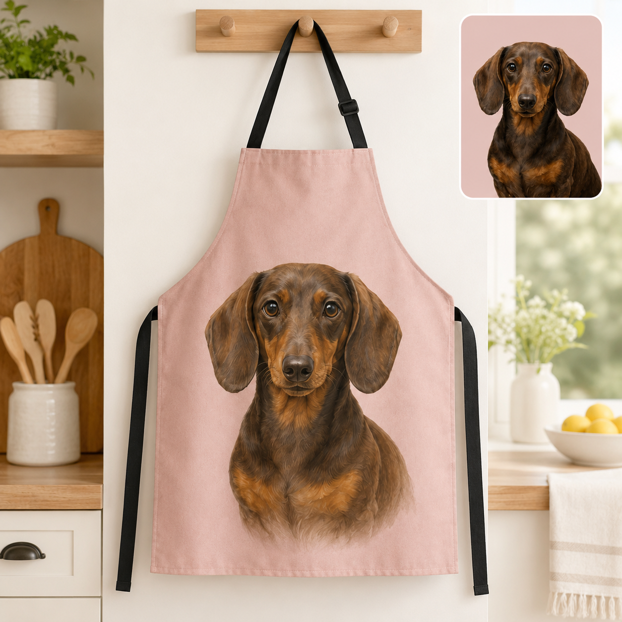 Custom Photo Dog Apron Personalized Pet Lover Apron, Funny Dog Mom Cooking and Baking Apron Gift THUC99