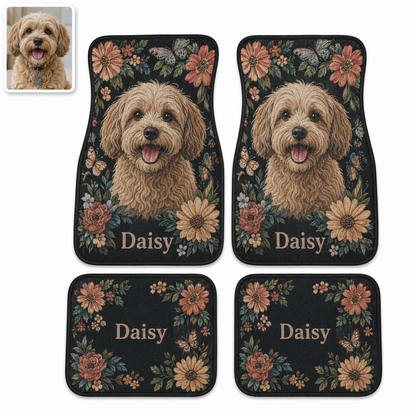 Personalized Dog Car Floor Mats 4-Piece Set, Custom Pet Photo Auto Mat, Dog Lover Gift THUC99