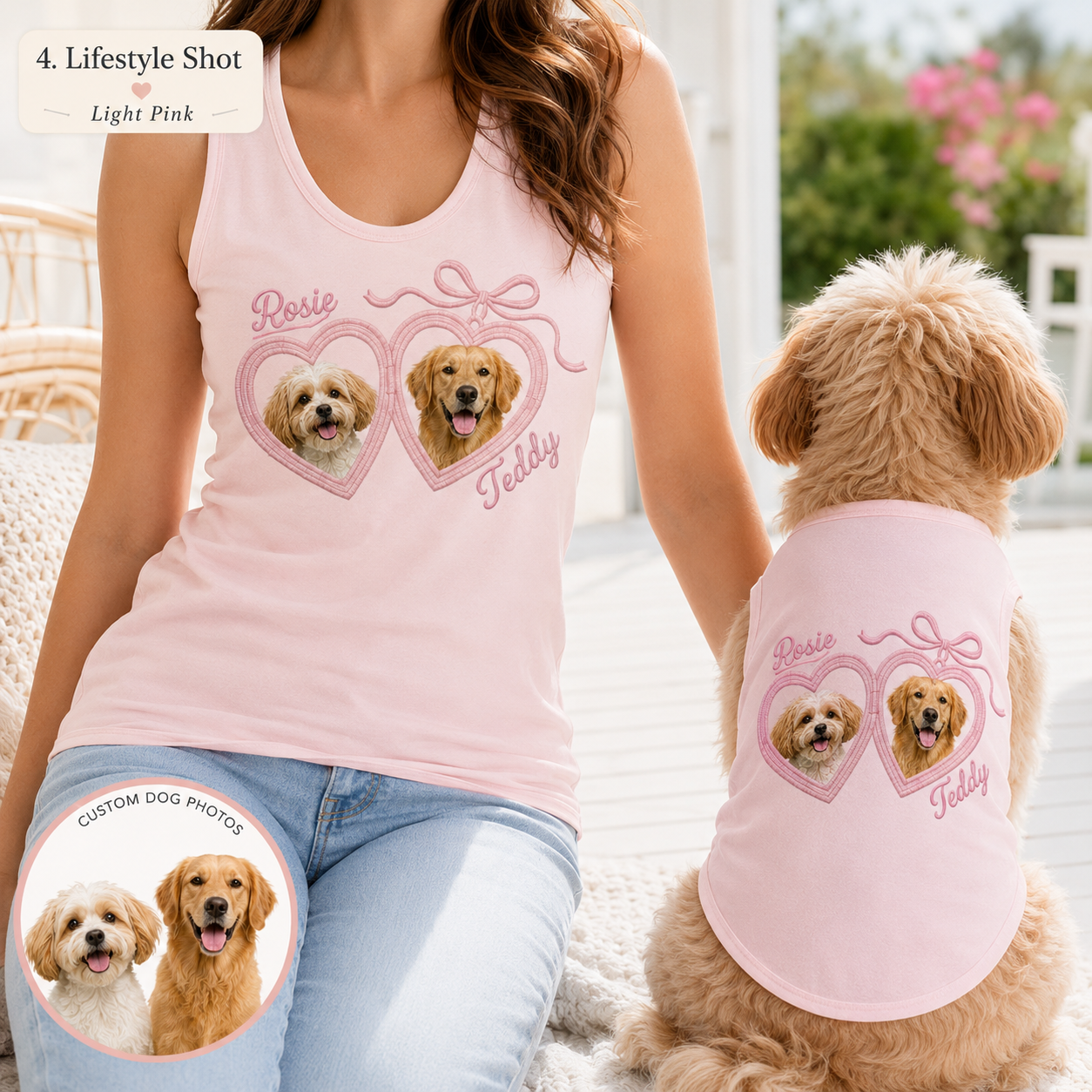 Custom Matching Women’s and Dog Tank Top Set, Custom Pet Photo Owner and Pet Outfit THUC99
