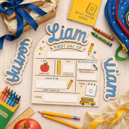 Personalized Preschool Kindergarten Sign, First Day Last Day School Board THUC99