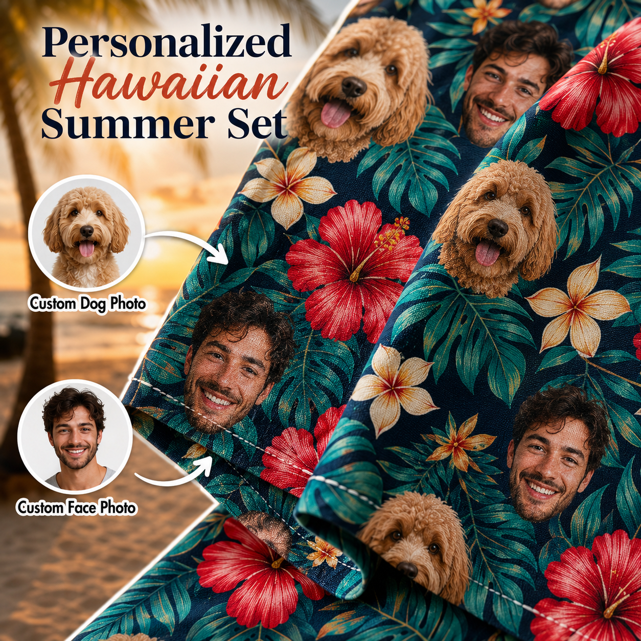 Custom Photo Dog Hawaiian Shirt, Personalized Pet Aloha Shirt, Dog Lover Vacation Gift THUC99