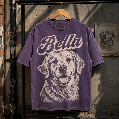 Custom Photo Dog Vintage Wash T-Shirt, Personalized Pet Lover Gift | Dog Lover Shirt THUC99