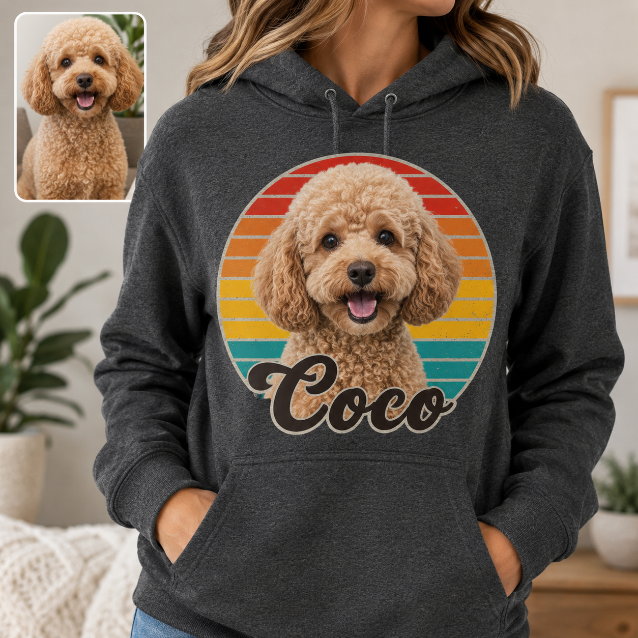 Custom Dog Face Sweatshirt Personalized Puppy Photo Hoodie Funny Gift for Pet Lovers THUC99