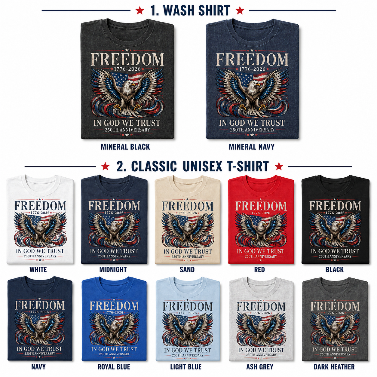 Patriotic Freedom T-Shirt, America 250 Years Since 1776 Tee THUC99