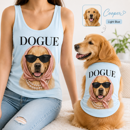 Matching Women’s Dog Mom and Dog Tank Tops, Personalized Pet Photo Shirt Set for Summer Gifts THUC99