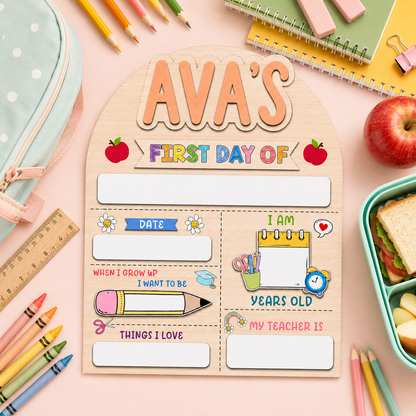 Custom Back to School Sign, Personalized First Day Last Day School Board THUC99