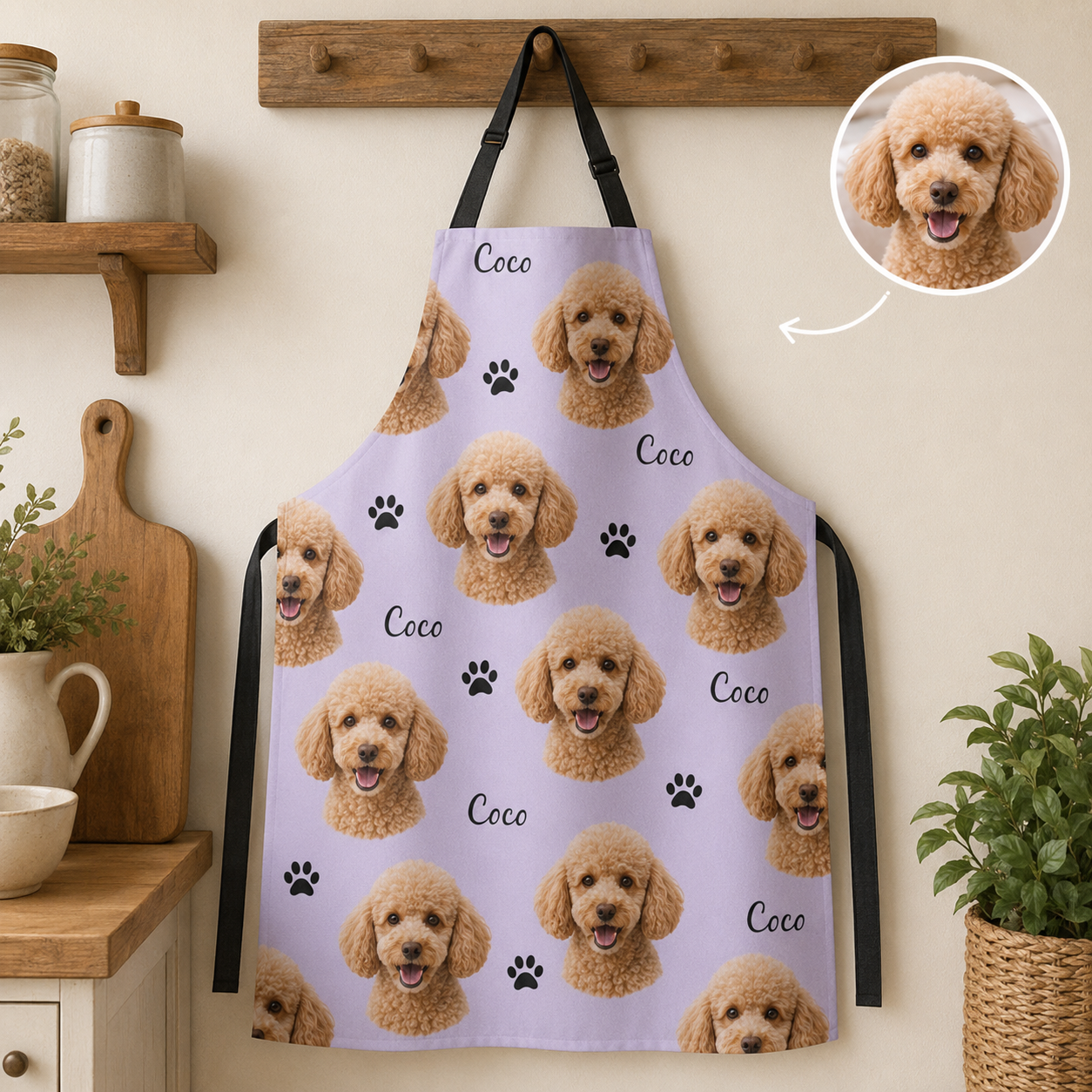Custom Dog Face Apron Personalized Photo Apron, Funny Pet Lover Kitchen Gift for Dog Mom and Dog Dad THUC99