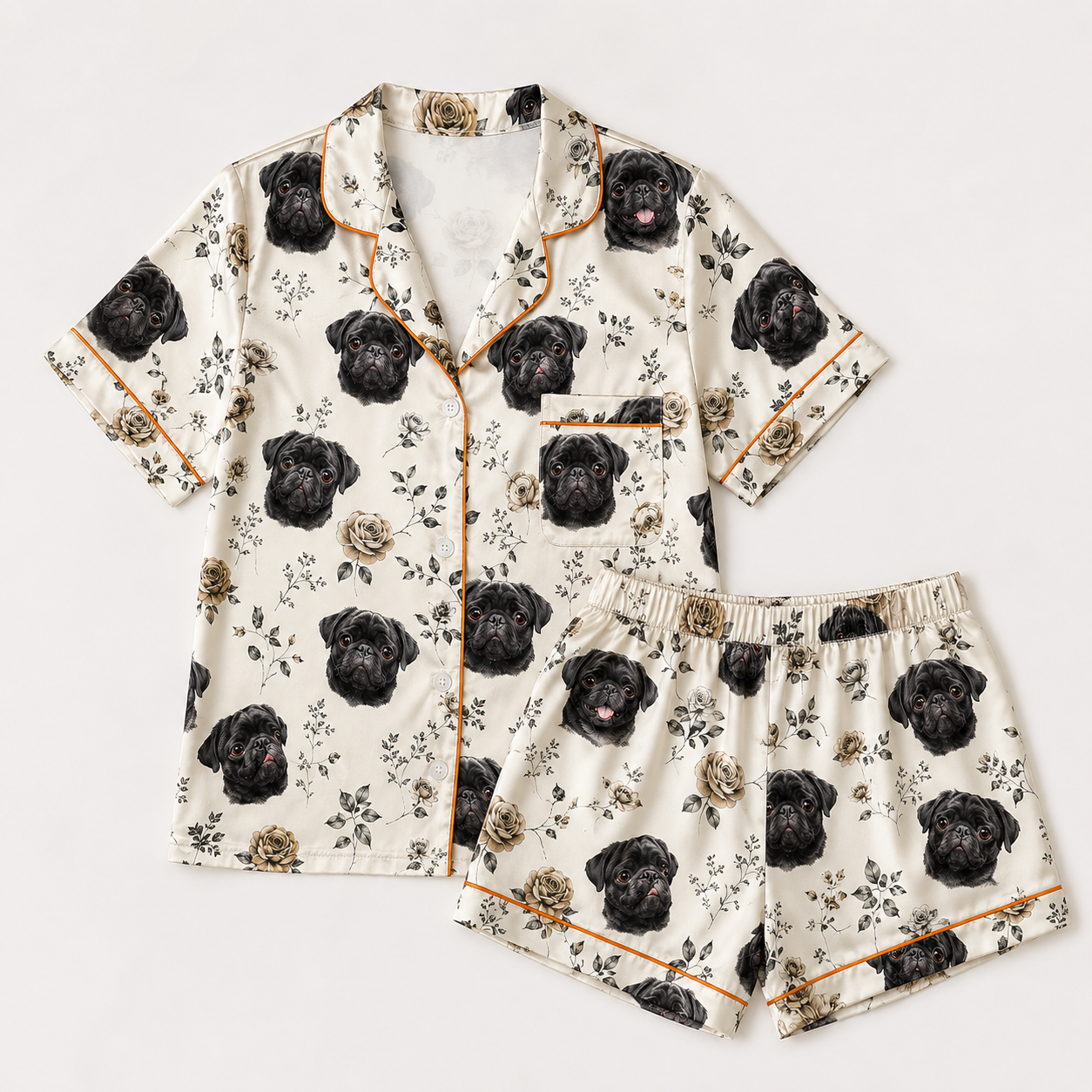 Personalized Puppy Photo Satin Sleepwear Set Cute Custom Pajamas for Dog Mom THUC99
