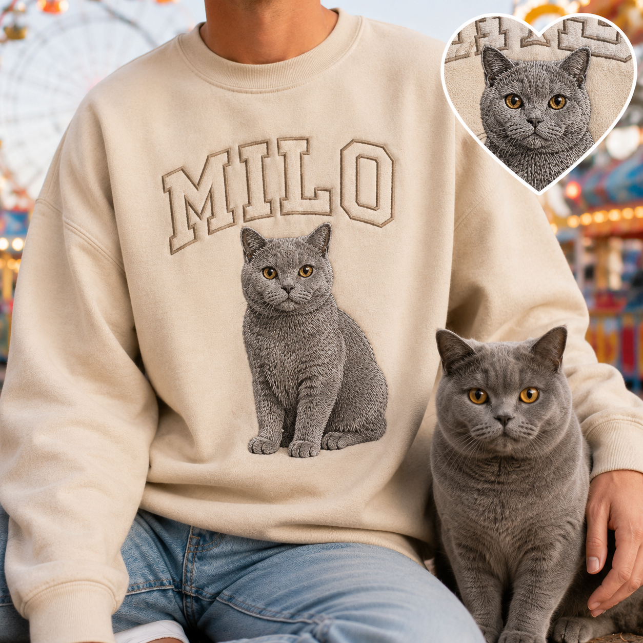 Custom Photo Dog Lover Sweatshirt, Personalized Pet Embroidery Hoodie THUC99