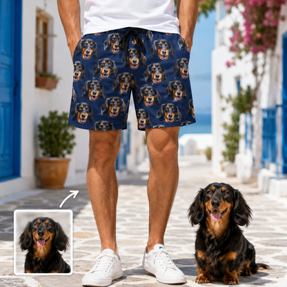 Personalized Custom Dog Picture Beach Shorts Summer Swim Trunks for Men THUC99