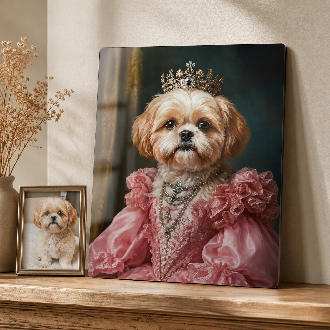 Personalized Dog Royal Metal Wall Art – Custom Pet Portrait Print With Name THUC99
