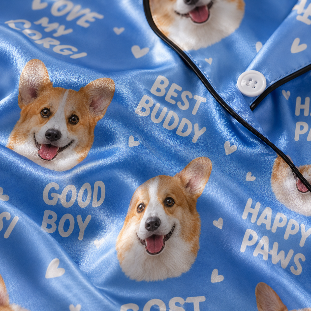 Custom Pet Portrait Satin Pajamas Set Personalized Dog Face Sleepwear Gift THUC99