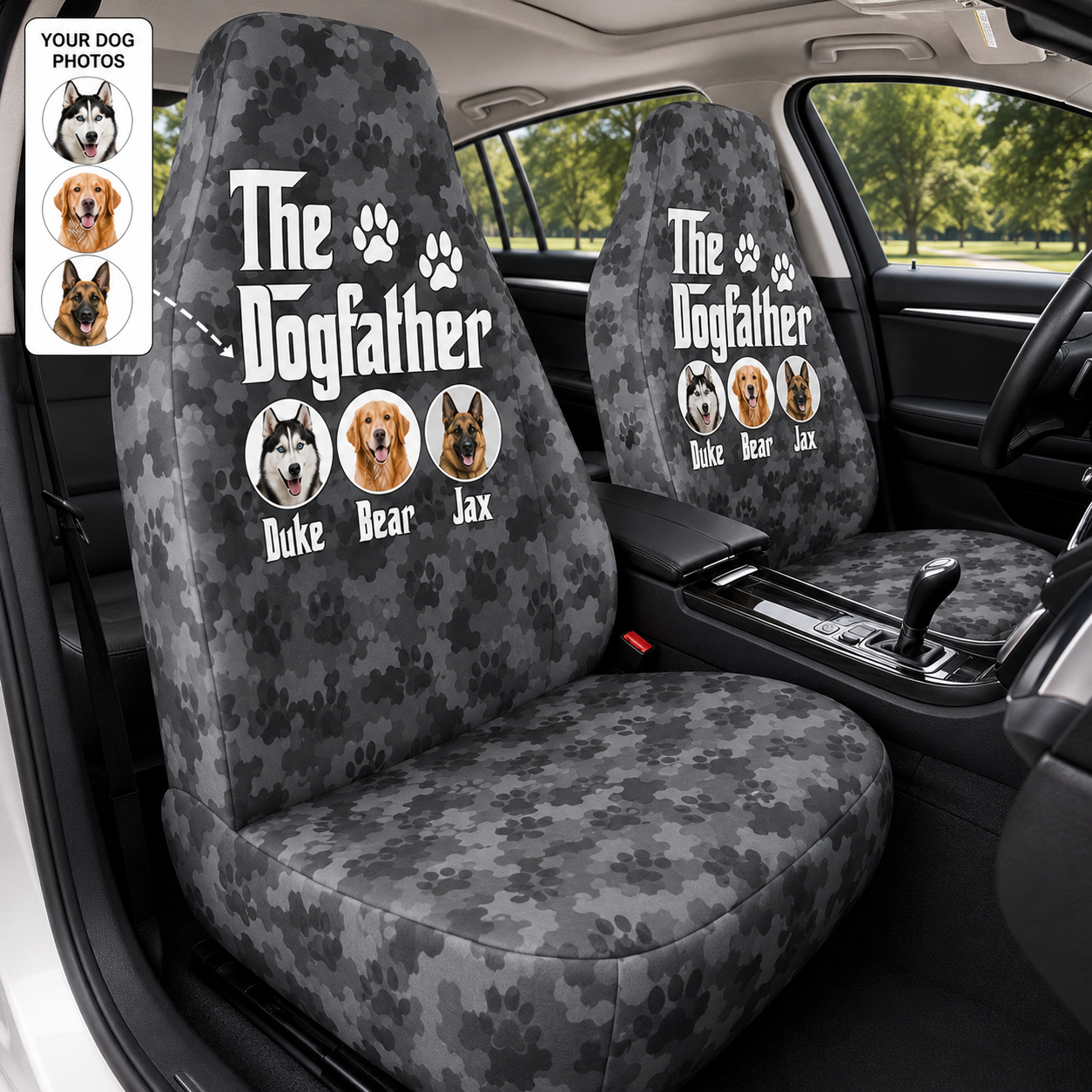 Custom Dog Photo Car Seat Protector, Personalized Dog Father Seat Cover, Dog Mom Gift THUC99