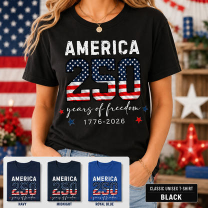 America 250th Celebration T-Shirt, Vintage Freedom Wash Shirt THUC99