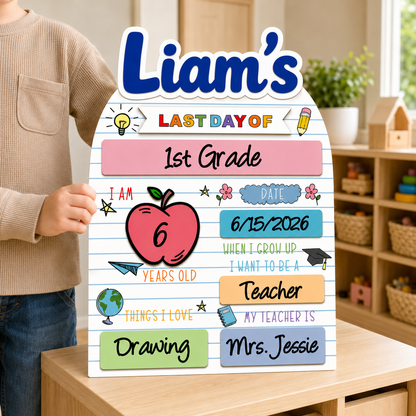 Personalized Kids School Board, Custom First Day of School Sign THUC99