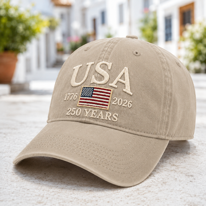 USA 250th Anniversary Embroidered Vintage Dad Hat Celebrating 250 Years of American Freedom THUC99