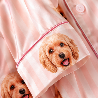Custom Dog Photo Satin Pajamas Set Personalized Sleepwear Gift for Dog Lovers THUC99